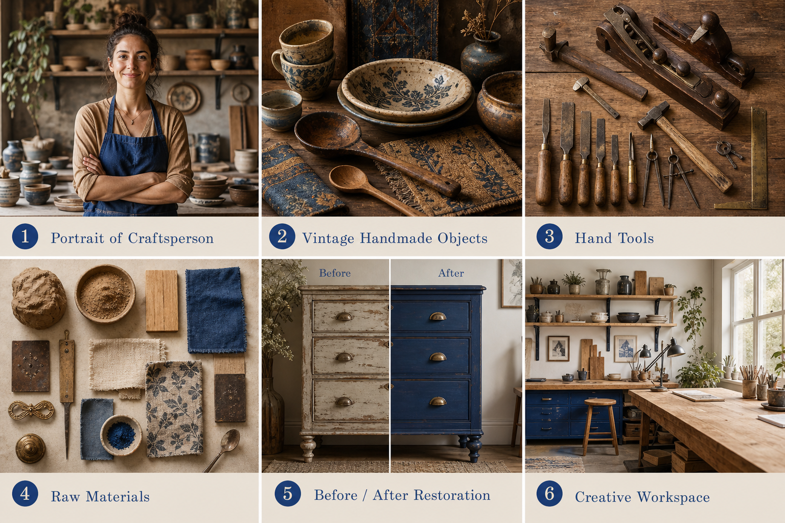 A quiet still life of handmade objects